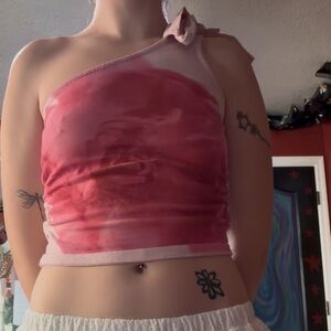 Pink One-Shoulder Women's Top